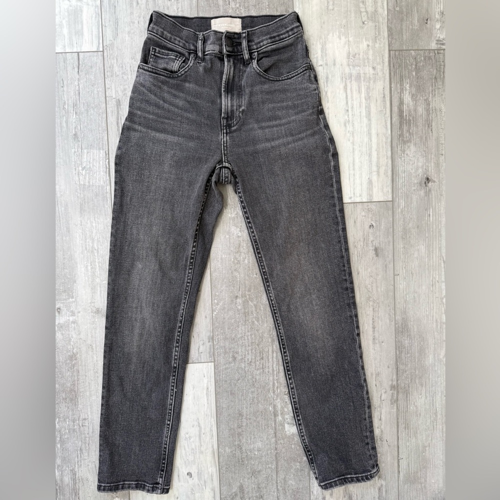 Everlane The Cheeky Jean Washed Black High Rise Straight Crop Denim Size 23